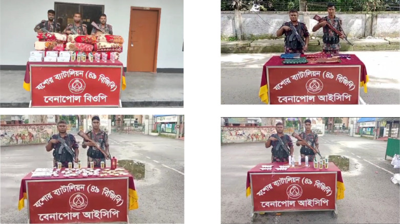বেনাপোলে বিজিবির অভিযানে কসমেটিক্স সামগ্রী আটক