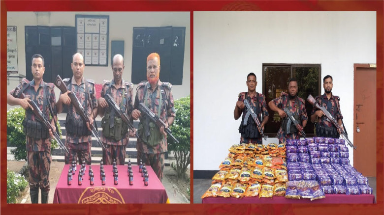 যশোর সিমান্ত থেকে সাত লক্ষাধিক টাকার মাদকদ্রব্য ও চোরাচালান পণ্য আটক