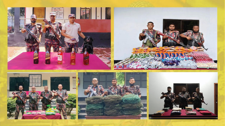 বেনাপোলে বিজিবির অভিযানে ছয় লক্ষাদিক টাকার মাদকদ্রব্য ও চোরাচালান পণ্য আটক