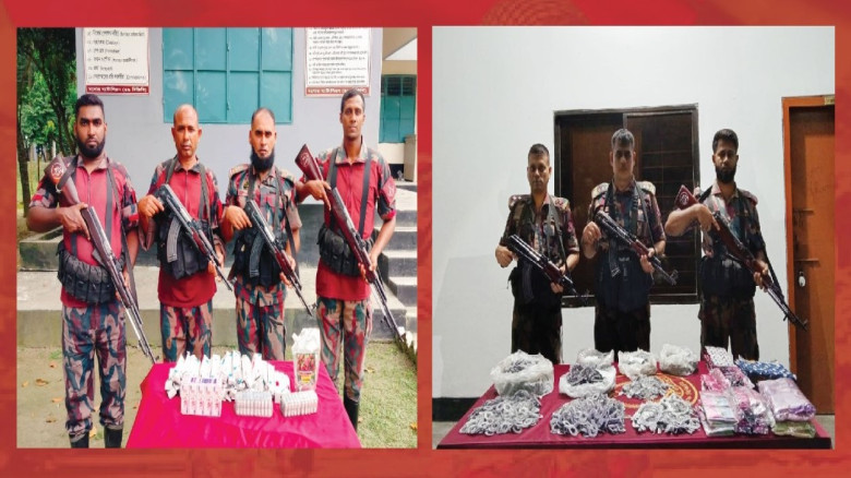 বিজিবির অভিযানে আটক বেনাপোলে চোরাচালান পণ্য