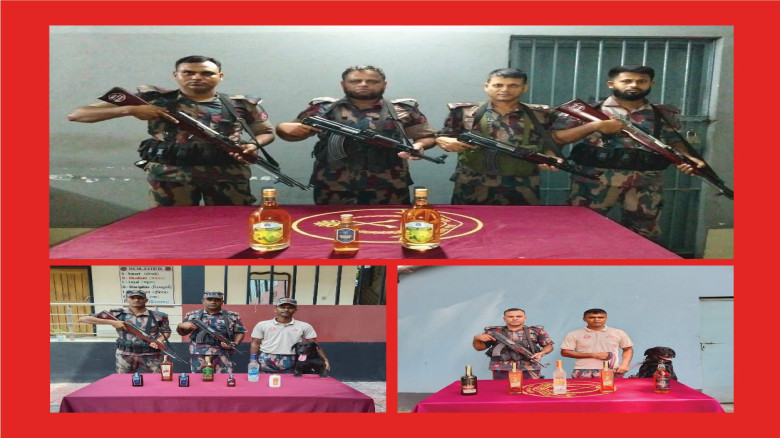 বেনাপোলে বিজিবির অভিযানে ভারতীয় শাড়ি বিদেশি মদ ও কসমেটিক্স সমগ্রী আটক