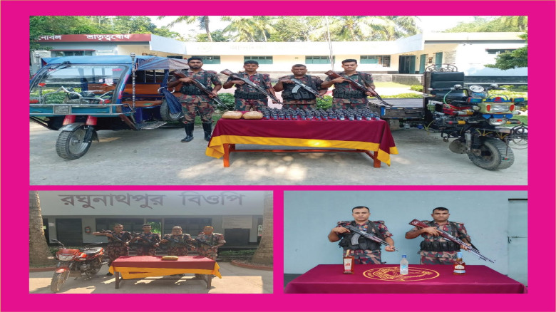 বেনাপোলে বিজিবির অভিযানে ভারতীয় গাঁজা  বিদেশি মদ ফেনসিডিল ও চোরাচালান পণ্য আটক