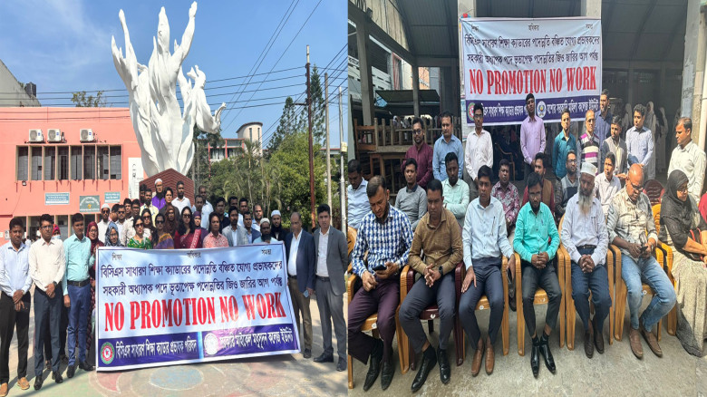 যশোরে পদোন্নতি বঞ্চিত বিসিএস শিক্ষা ক্যাডারের শিক্ষকদের কর্মবিরতি