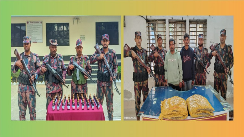 সীমান্তে দুইজন আসামিসহ মাদকদ্রব্য ও চোরাচালানি মাল...