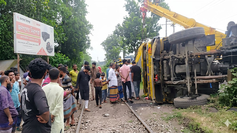 যশোরের অভয়নগরে ট্রেনের ধাক্কায় ট্রাকচালক নিহত, আহত...
