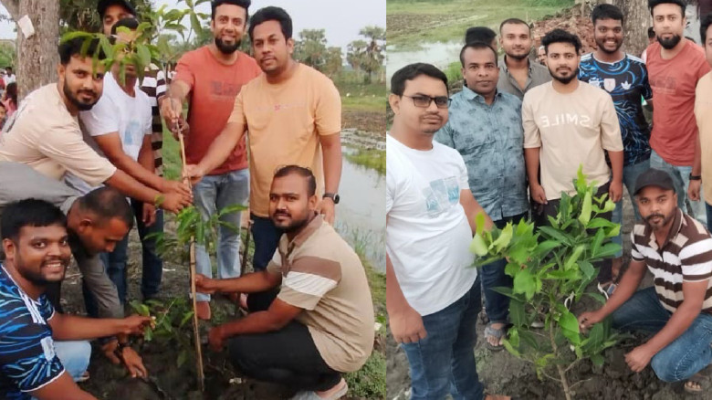 অভয়নগরে স্বেচ্ছাশ্রমে সড়কের পাশে বৃক্ষরোপণ করল ‘আলোকিত ধোপাদী’